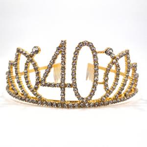 Coroa 40 Anos Dourada com Brilhantes