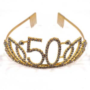 Coroa 50 Anos Dourada com Brilhantes