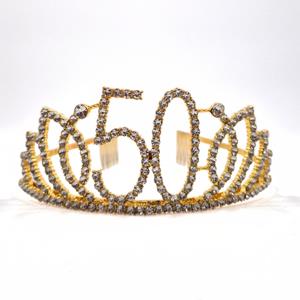 Coroa 50 Anos Dourada com Brilhantes