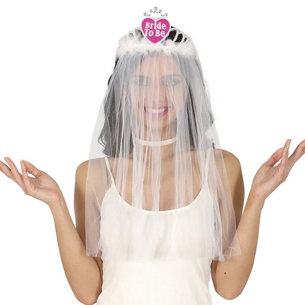 Coroa Bride To Be com Véu Branco