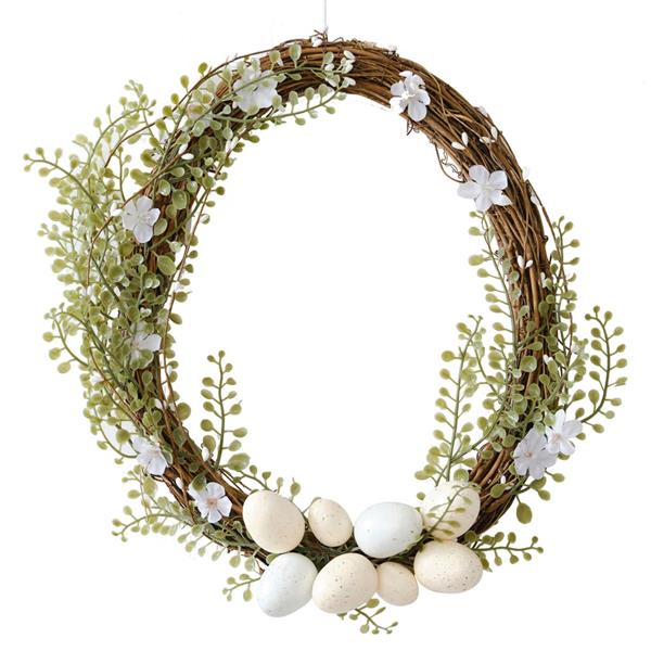 Coroa da Páscoa Decorativa com Flores e Ovos