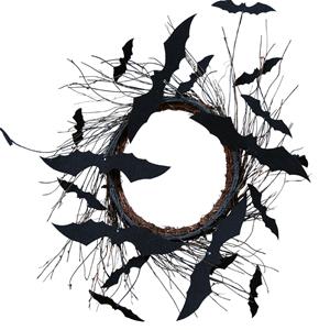Coroa de Halloween Decorativa com Morcegos