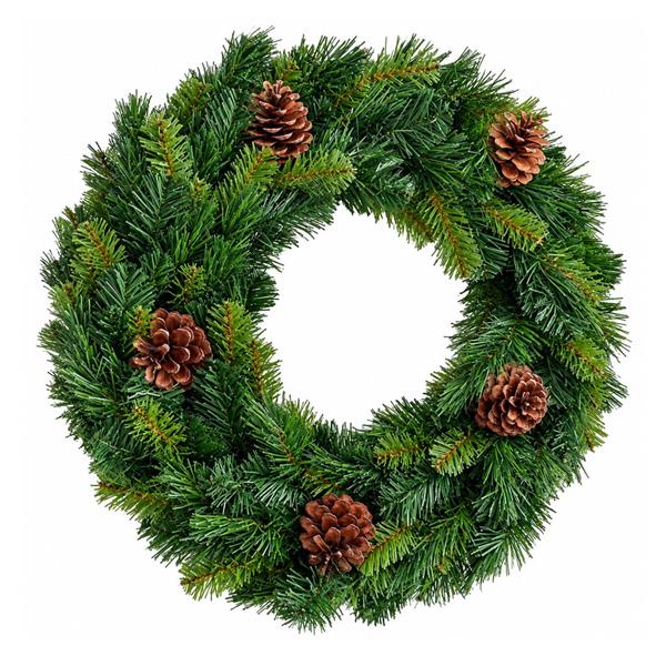 Coroa de Natal de Pinheiro Artificial com Pinhas, 50 cm