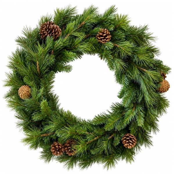 Coroa de Natal de Pinheiro Artificial com Pinhas e Leds, 75 cm