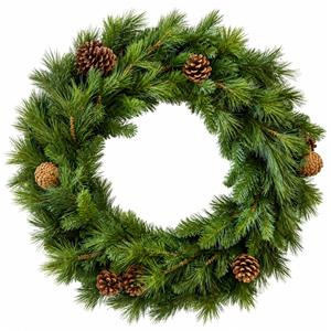 Coroa de Natal de Pinheiro Artificial com Pinhas e Leds, 75 cm
