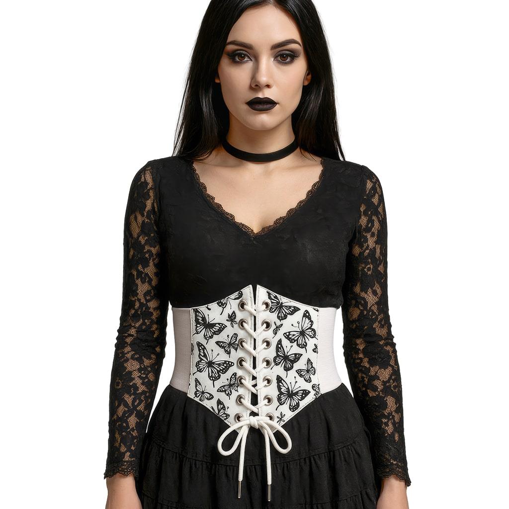 Corpete Branco com Borboletas, Adulto Corpete Branco com Borboletas, Adulto