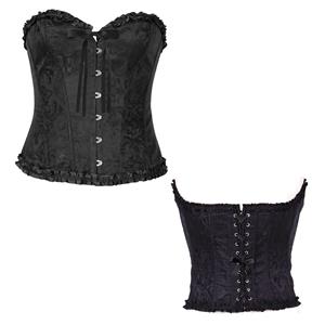 Corpete Preto com Laço e Folhos, Adulto