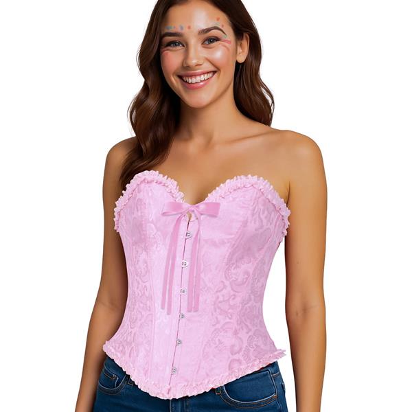 Corpete Rosa com Laço e Folhos, Adulto