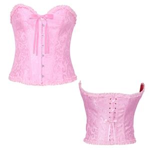 Corpete Rosa com Laço e Folhos, Adulto