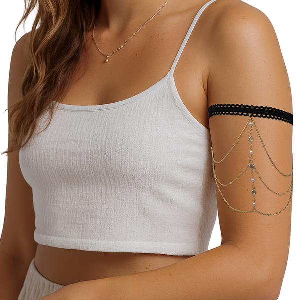 Corrente para Braço Dourado com Pérolas Corrente para Braço Dourado com Pérolas