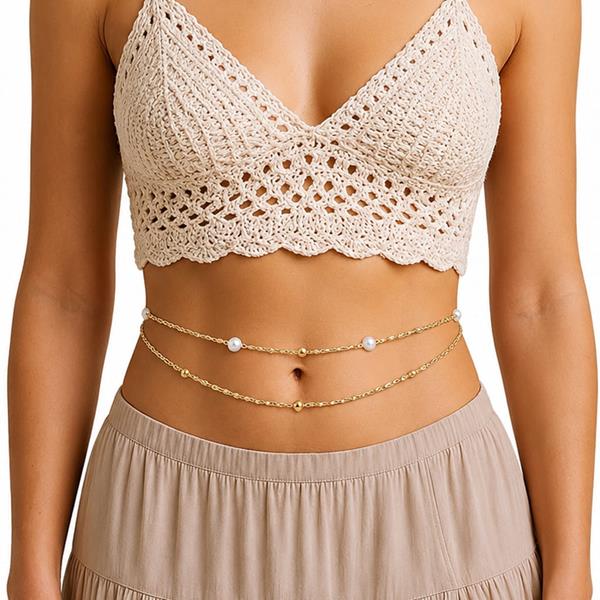 Corrente para Cintura Dourado com Pérolas Corrente para Cintura Dourado com Pérolas