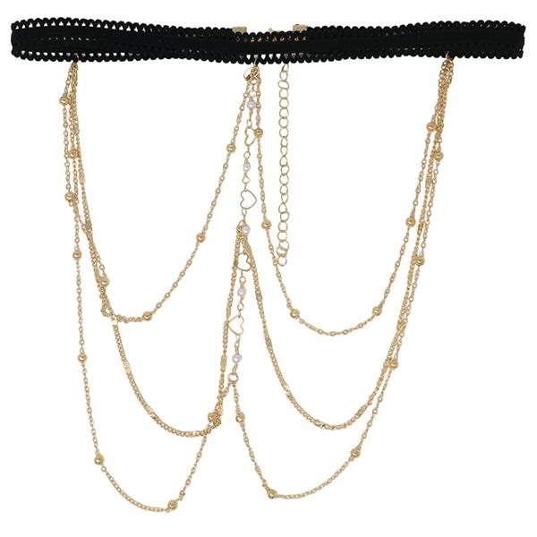Corrente para Perna Dourado com Pérolas