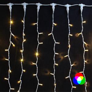 Cortina 2x3mt Led Multicolor RGB Fio Branco Borracha