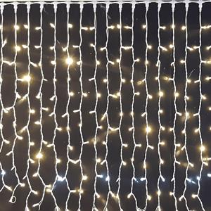 Cortina 2x3mt, 400 Leds Branco Quente, Fio Branco