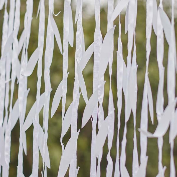 Cortina Decorativa com Folhas Brancas, 100 mt