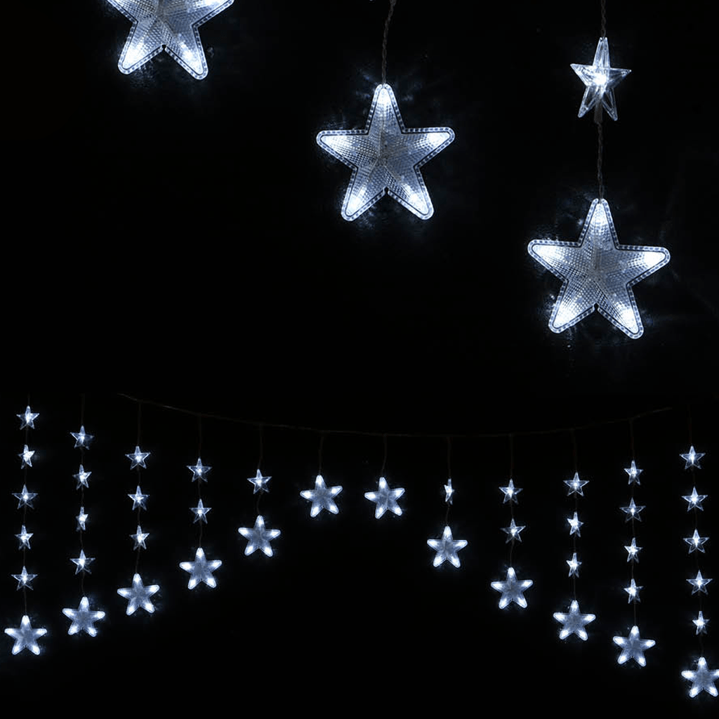 Cortina Estrelas 136 luzes de Natal Led Branco Frio, 260 cm