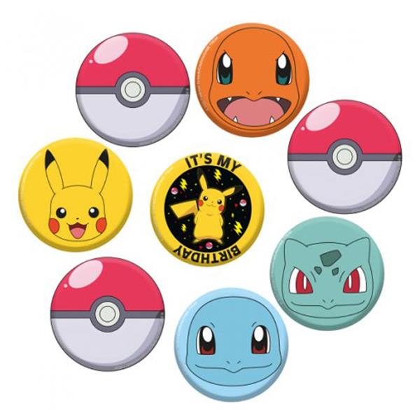 Crachás Personagens Pokémon, 8 unid.