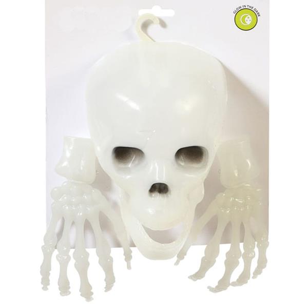 Crânio e Mãos Glow In The Dark Decorativo