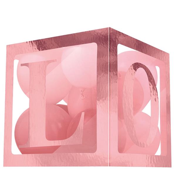 Cubo para Balões Love Rosa Gold