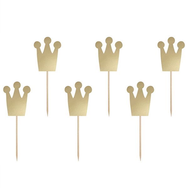 Cupcake Toppers Coroa Dourada, 6 Unid.