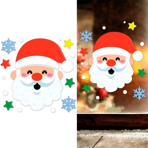 Decoração de Janela Cabeça Pai Natal em Gelatina
