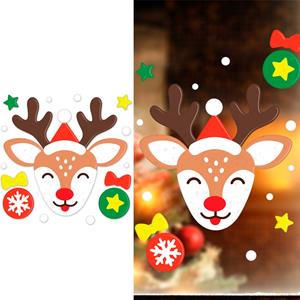 Decoração de Janela Rena Simpática em Gelatina Decoração de Janela Rena Simpática em Gelatina