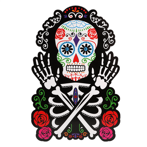 Decoração Esqueleto Dia dos Mortos com Rosas, 38 cm