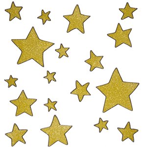 Decoração Estrelas Douradas Brilhantes Adesivas, 18 unid.