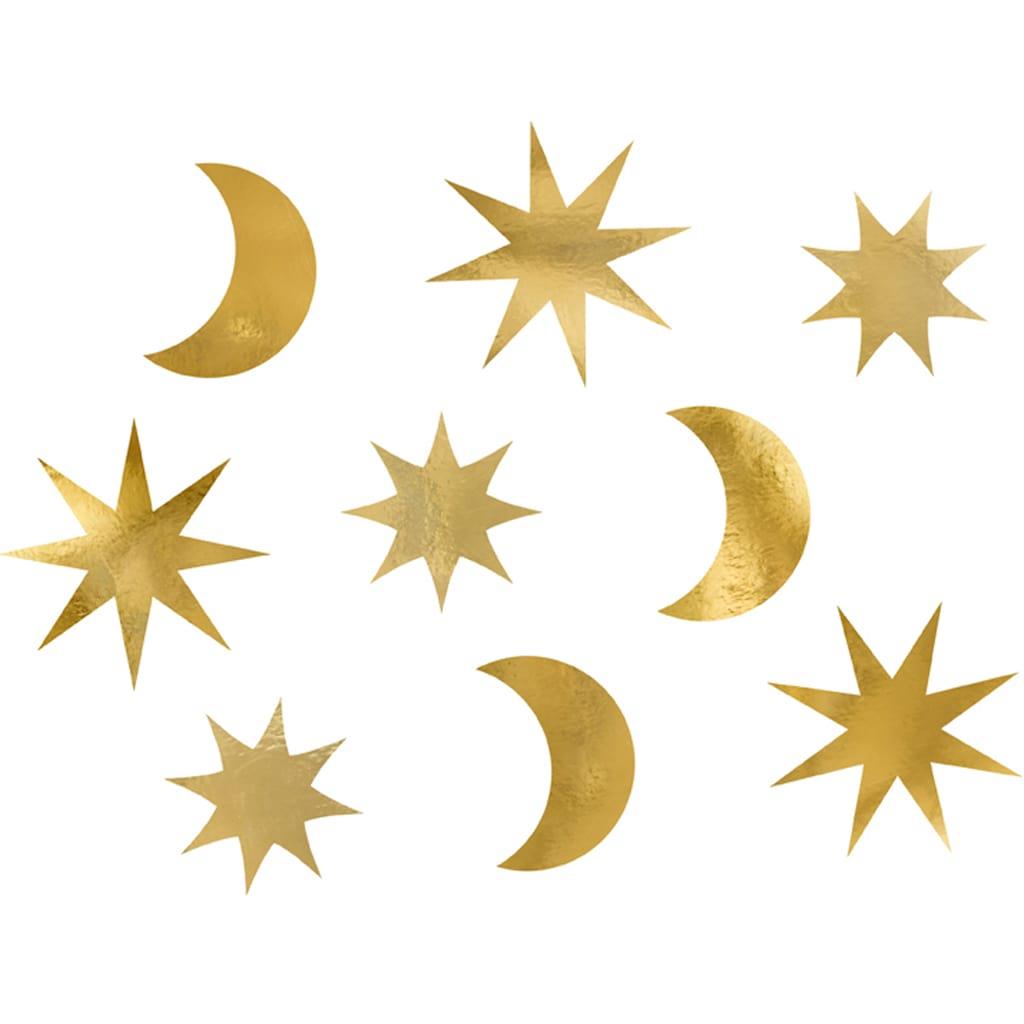 Decorações Luas e Estrelas Douradas, 9 unid.