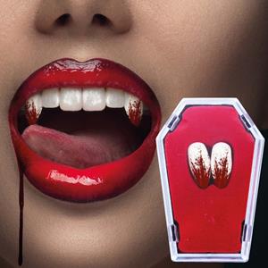 Dentes Caninos Vampiro com Sangue