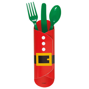 Embrulho para Doces e Talheres Pai Natal, 8 Unid.