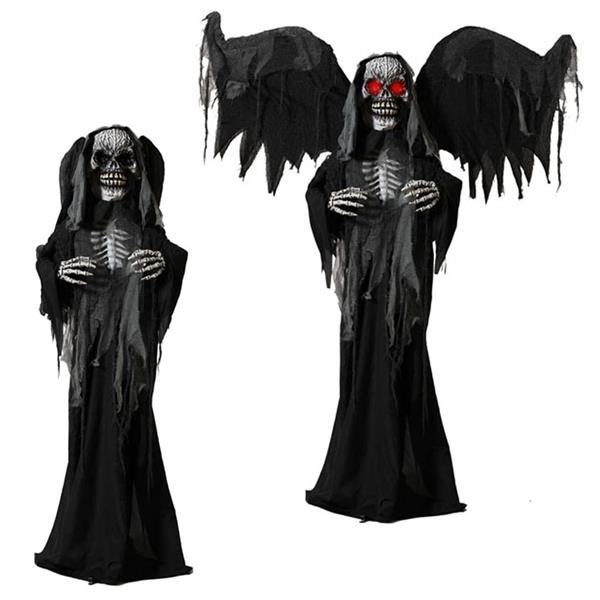 Esqueleto de Anjo Negro com Luz, Som e Movimento, 1,77 mt