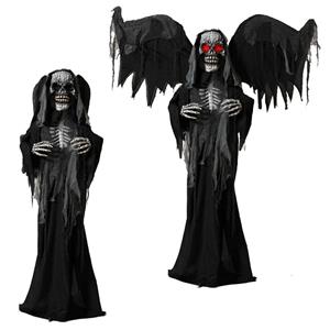 Esqueleto de Anjo Negro com Luz, Som e Movimento, 1,77 mt