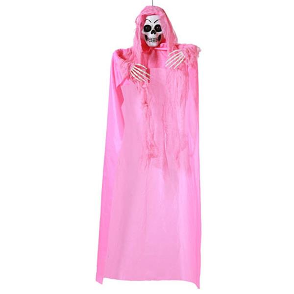 Esqueleto de Túnica Rosa com Luz, Som e Movimento, 1,83 mt