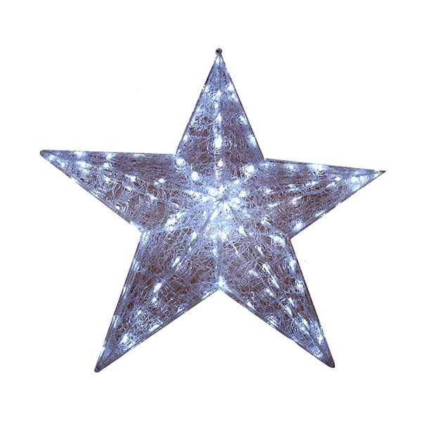 Estrela 3D Malha Pvc-60x60cm Led Branco