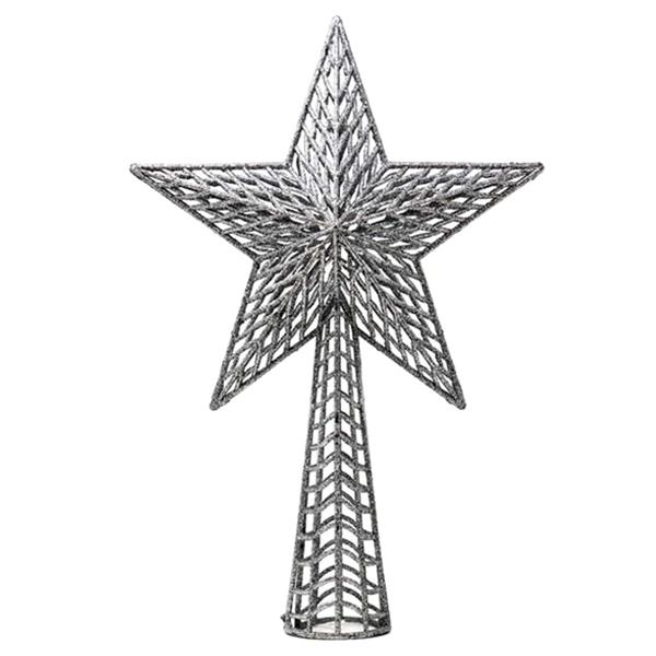 Estrela Árvore de Natal Comprida Prateada Brilhante, 37 cm