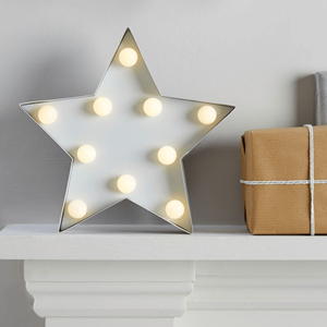 Estrela Branca Decorativa com Luz, 24 Cm