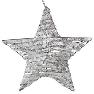 Estrela de Natal Prateada Decorativa Led Branco Quente, 30 cm