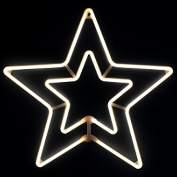 Estrela Dupla Neon 58x58cm IP44, Branco Quente