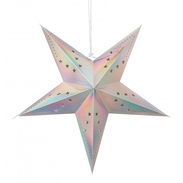 Estrela Natal Metalizada Prata Iridescente em Cartão, 60cm