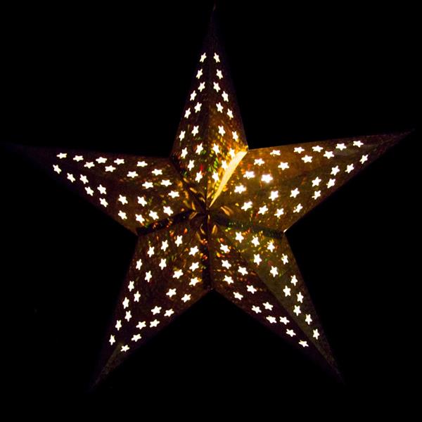 Estrela Papel Metalizado com Luz LED, 60 cm