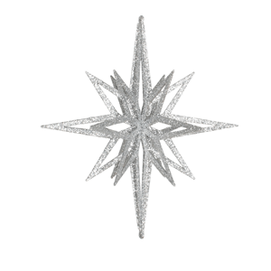 Estrela Prateada Brilhante com Purpurinas, 30 Cm