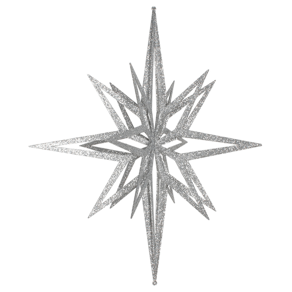 Estrela Prateada Brilhante com Purpurinas, 60 Cm