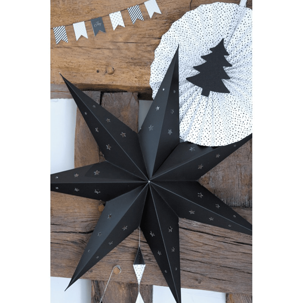 Estrela Natal Preta em Cartão, 70cm