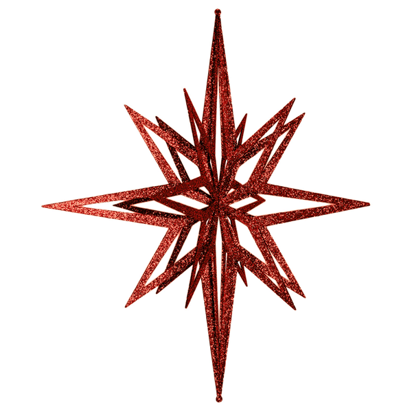 Estrela Vermelha Brilhante com Purpurinas, 60 Cm