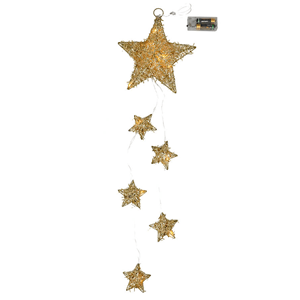 Estrelas Douradas de Natal Led Branco Quente, 53 Cm