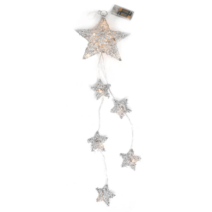 Estrelas Prateadas de Natal Led Branco Quente, 53 Cm