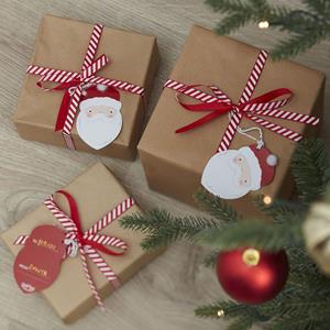 Etiquetas Pai Natal e Fita às Riscas para Presentes