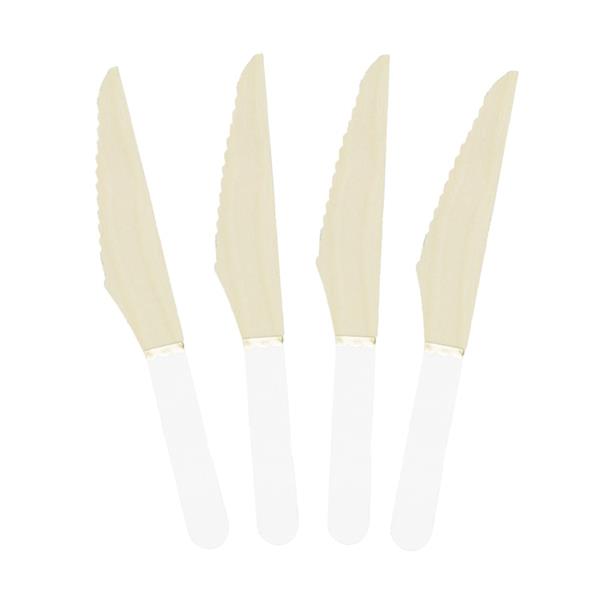 Facas Madeira Brancas com Rebordo Dourado, 8 unid.