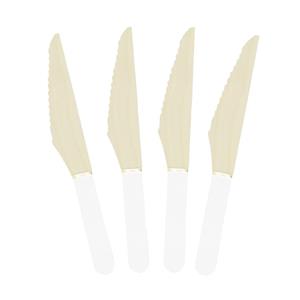 Facas Madeira Brancas com Rebordo Dourado, 8 unid.